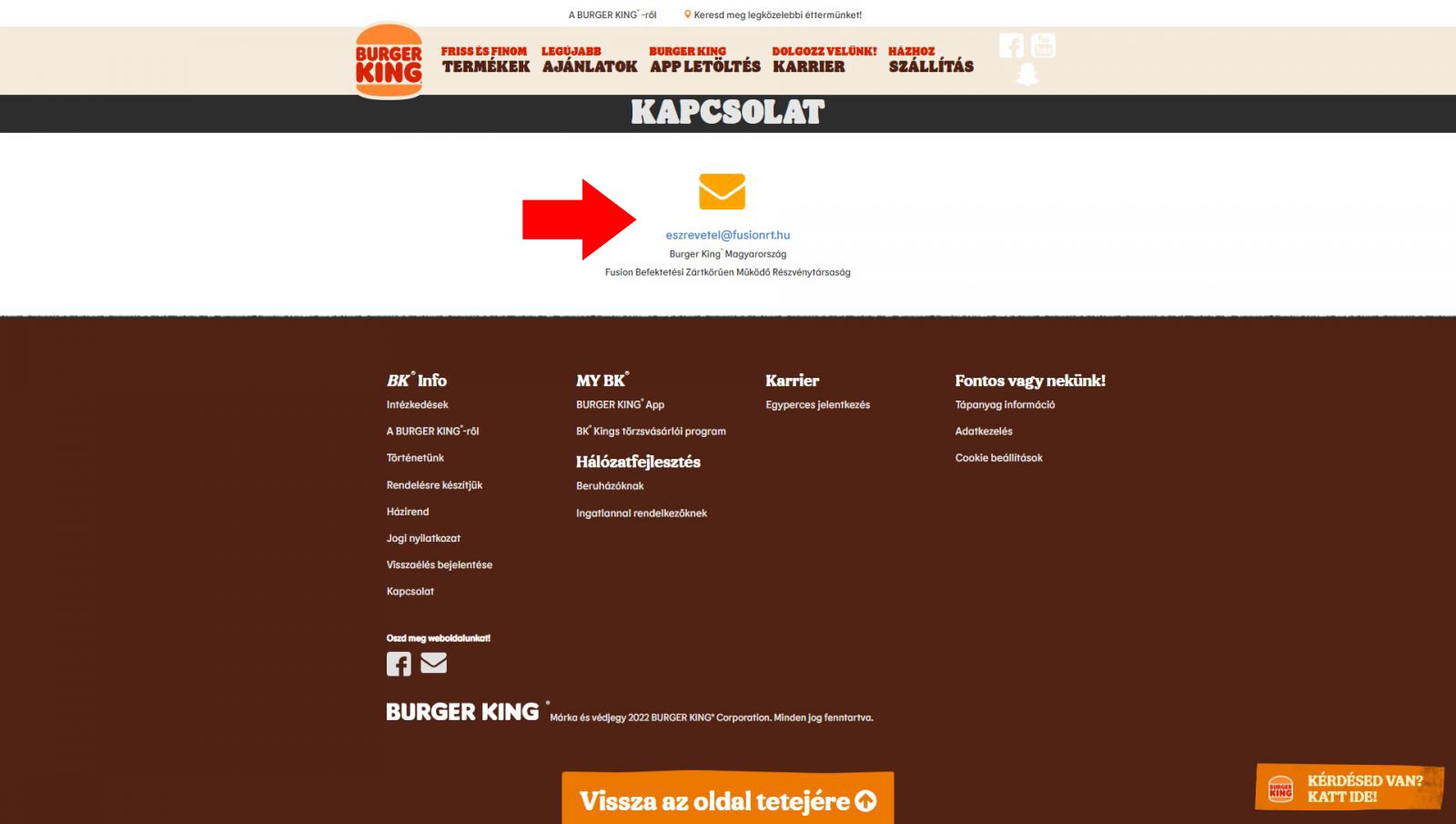 Burger King ügyfélszolgálat