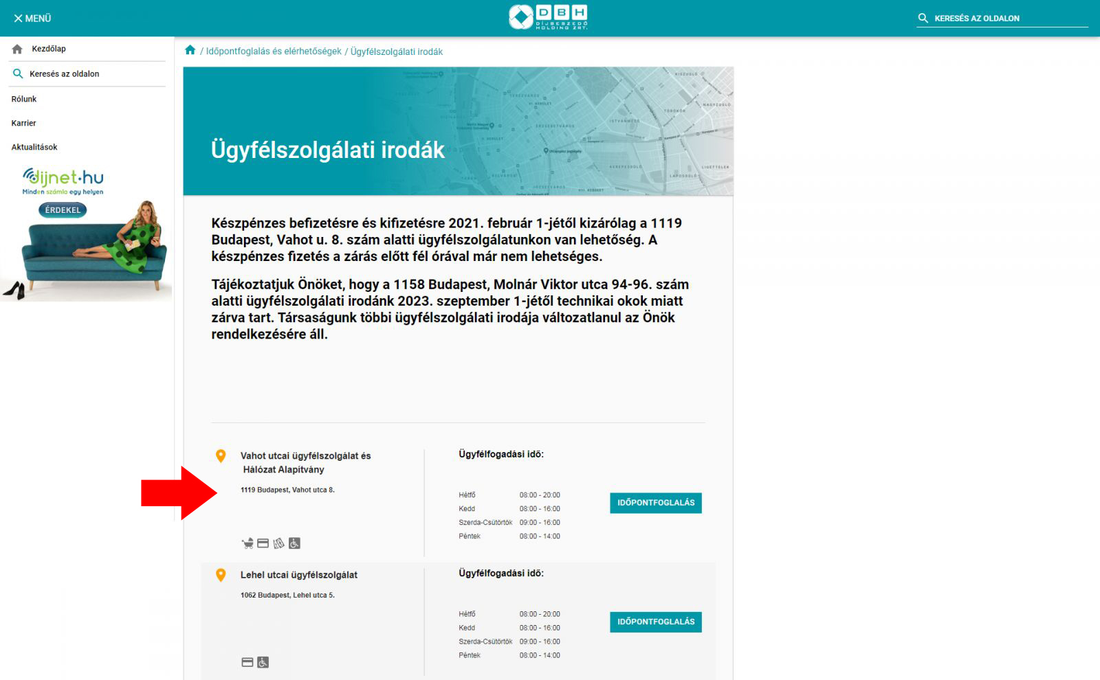 DBH ügyfélszolgálat