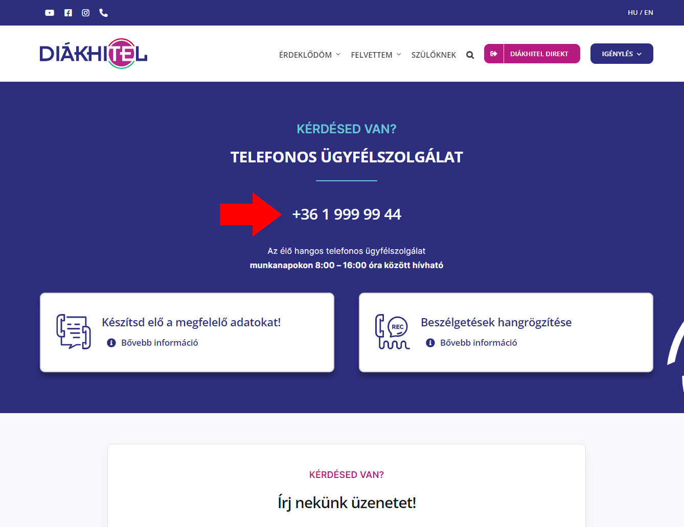 Diákhitel ügyfélszolgálat