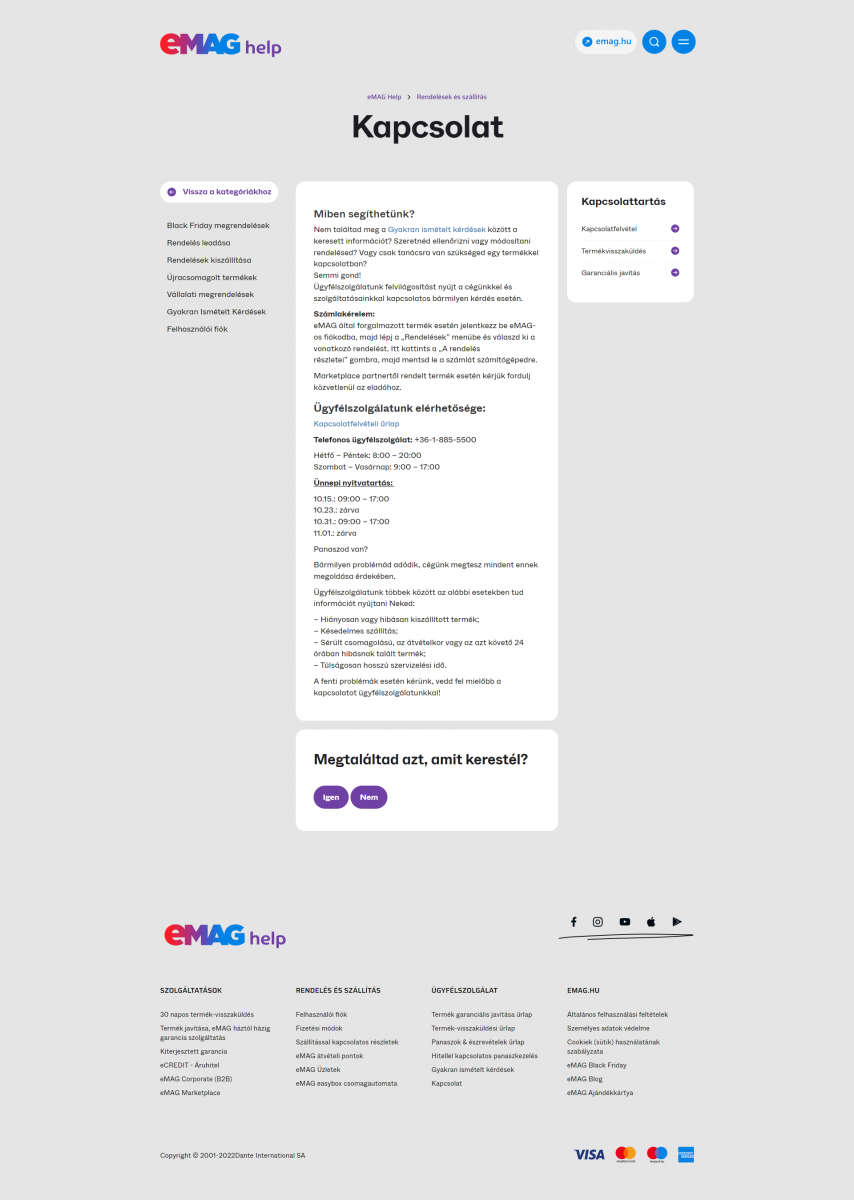 eMAG ügyfélszolgálat online