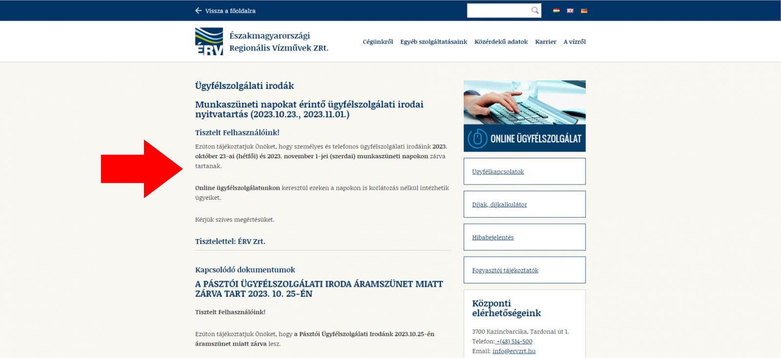 ÉRV ügyfélszolgálat