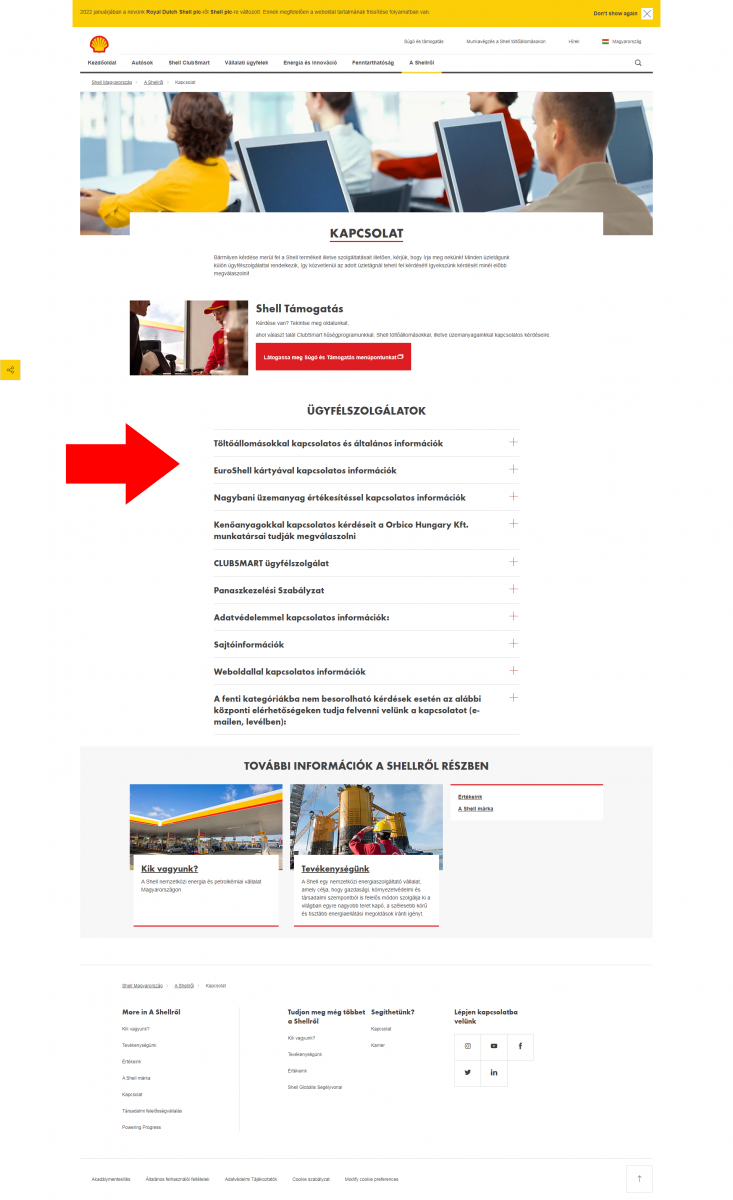 Shell ügyfélszolgálat telefonszám