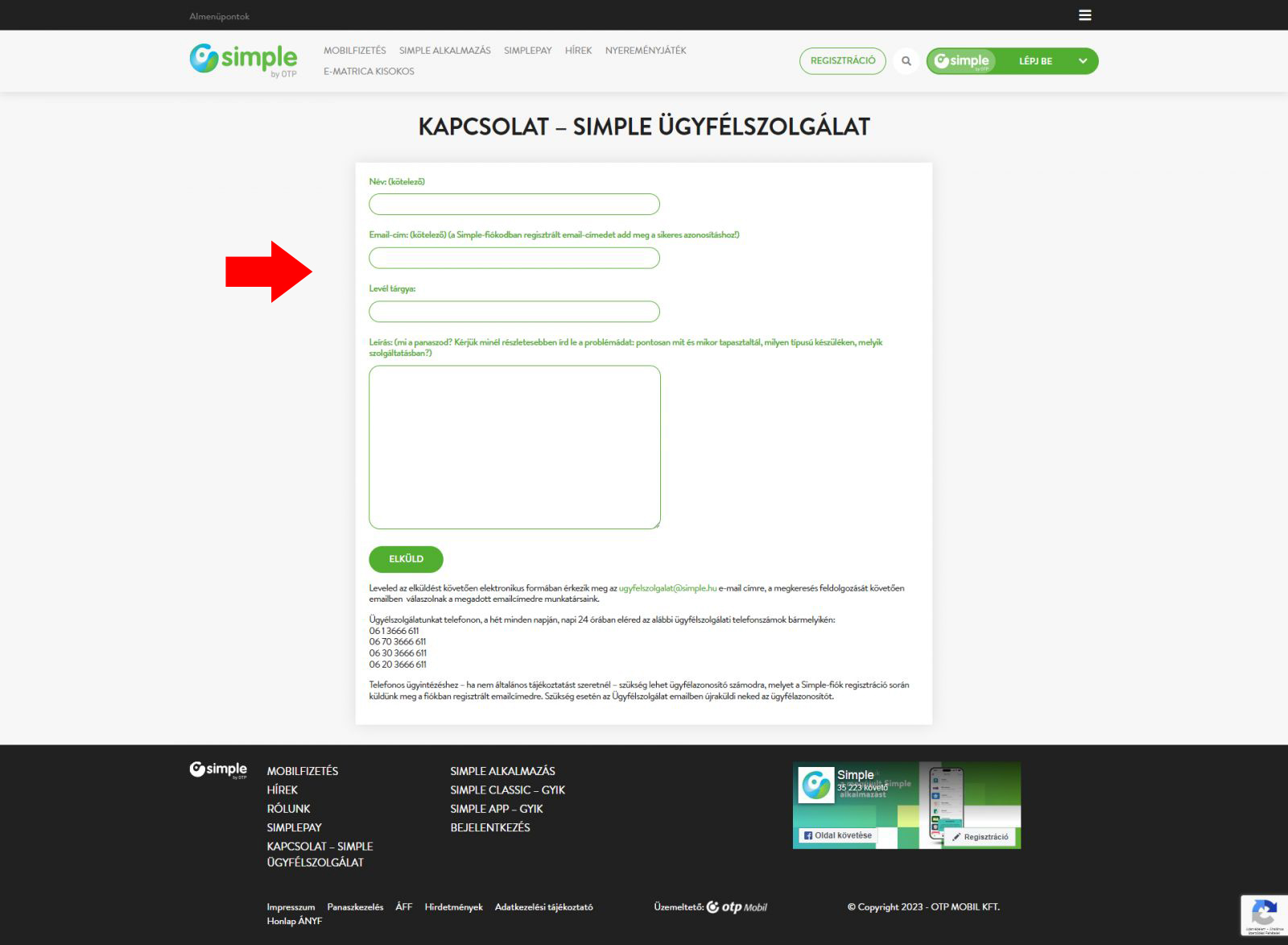 Simple ügyfélszolgálat