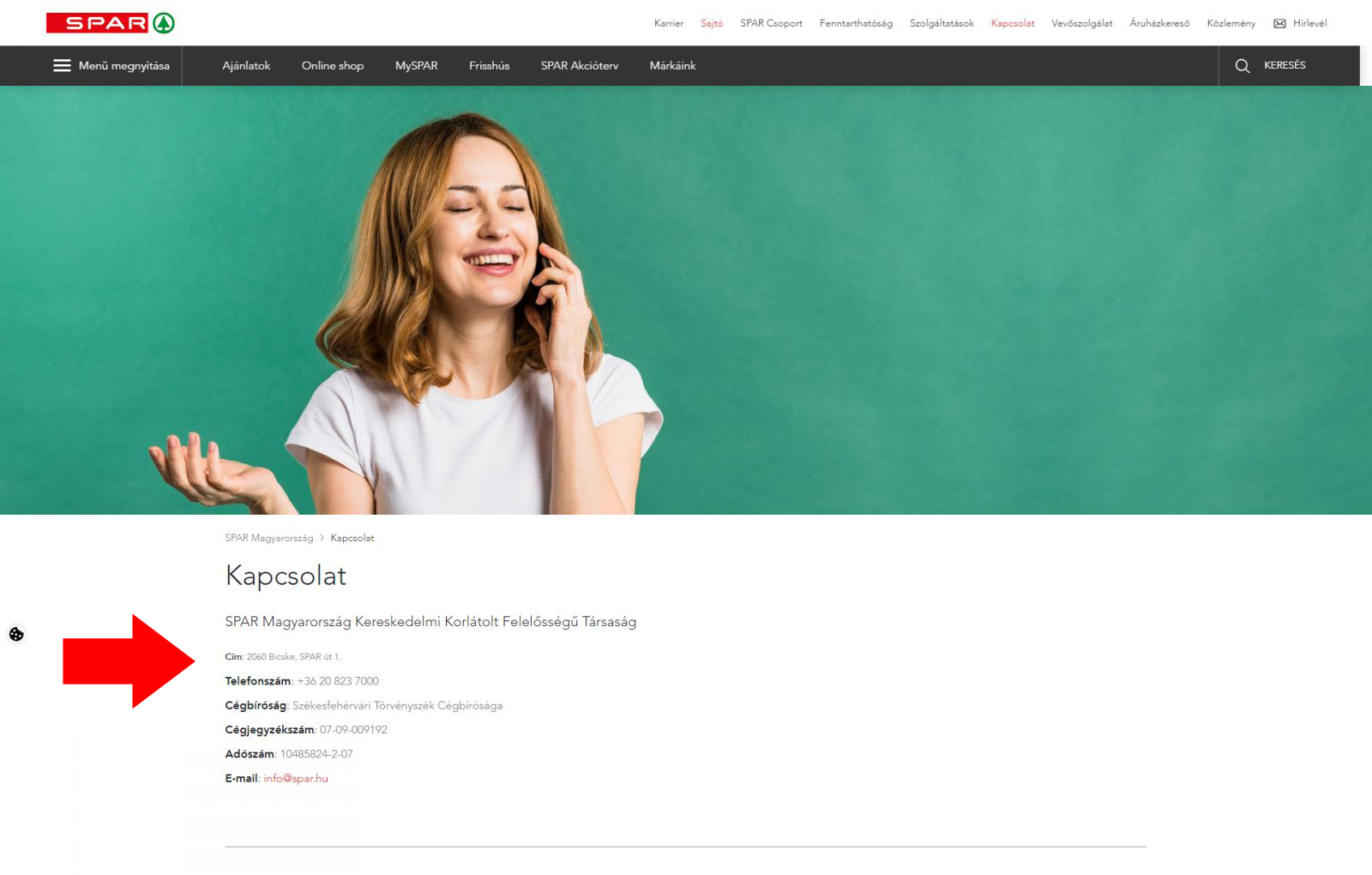 SPAR gyf lszolg lat Telefonsz m El rhet s gek gyf lszolg lat