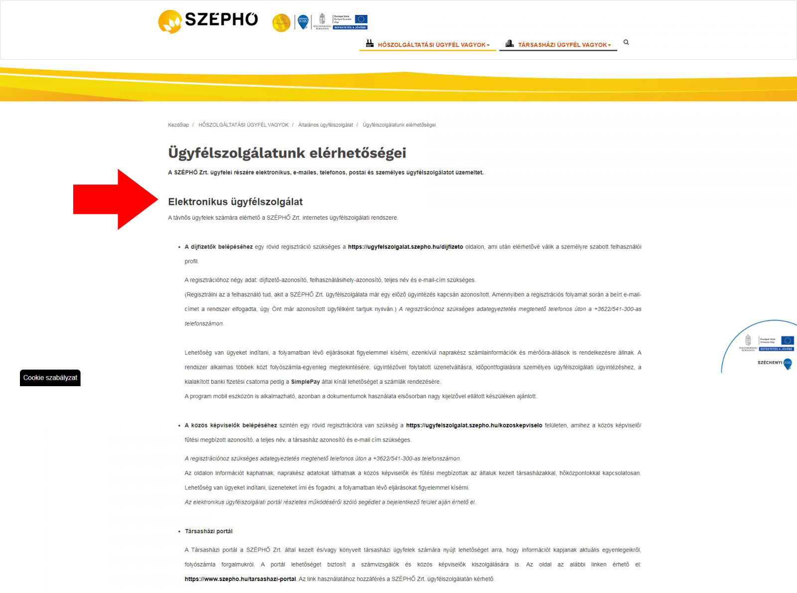 Széphő ügyfélszolgálat