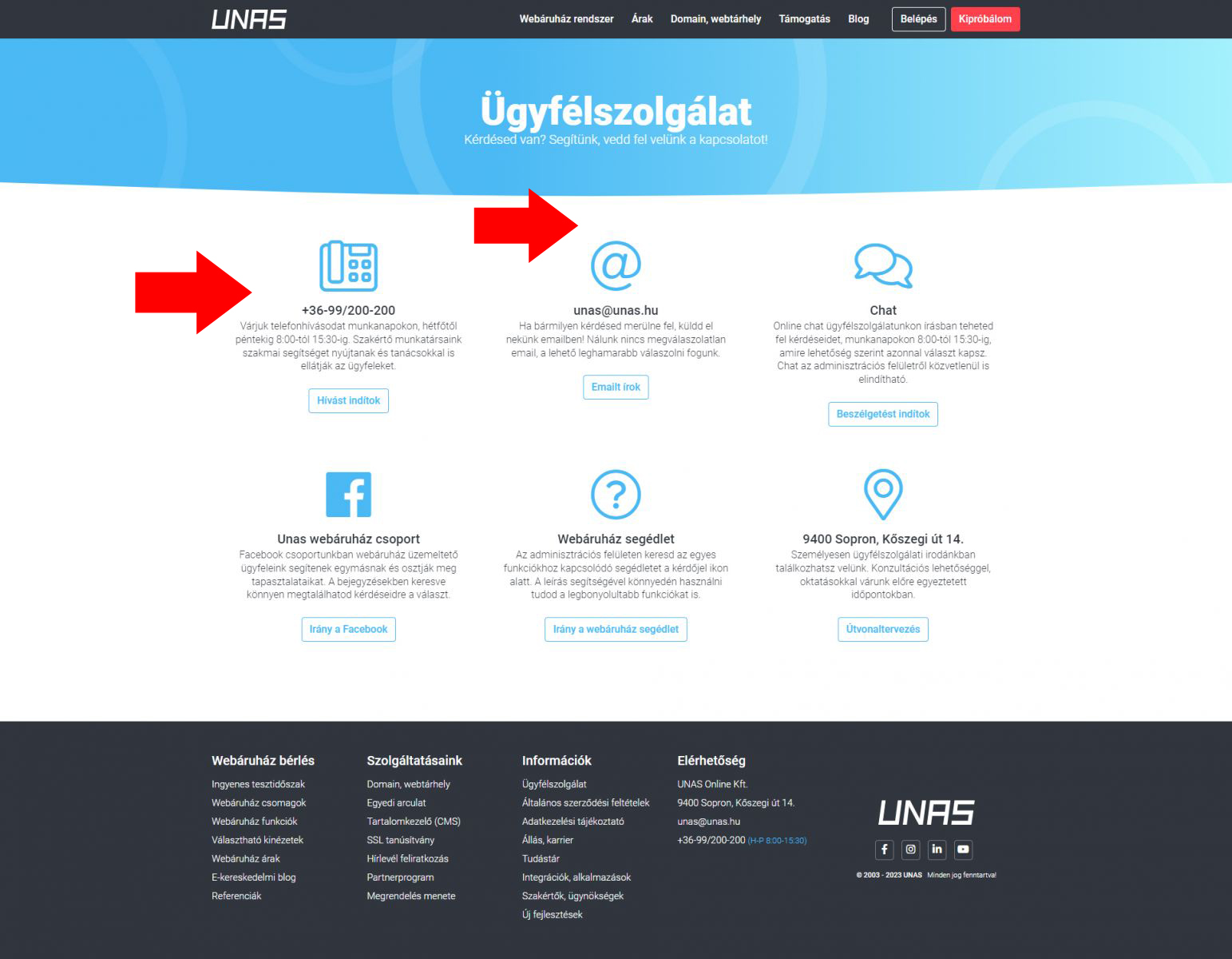 Unas ügyfélszolgálat