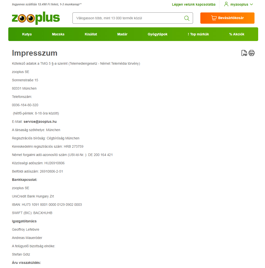 Zooplus ügyfélszolgálat